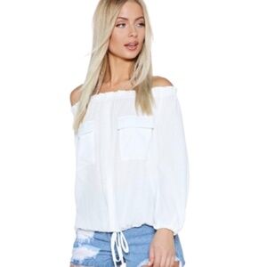 Nasty Gal Off-The-Shoulder Blouse – White Top, Size 4, Excellent Condition